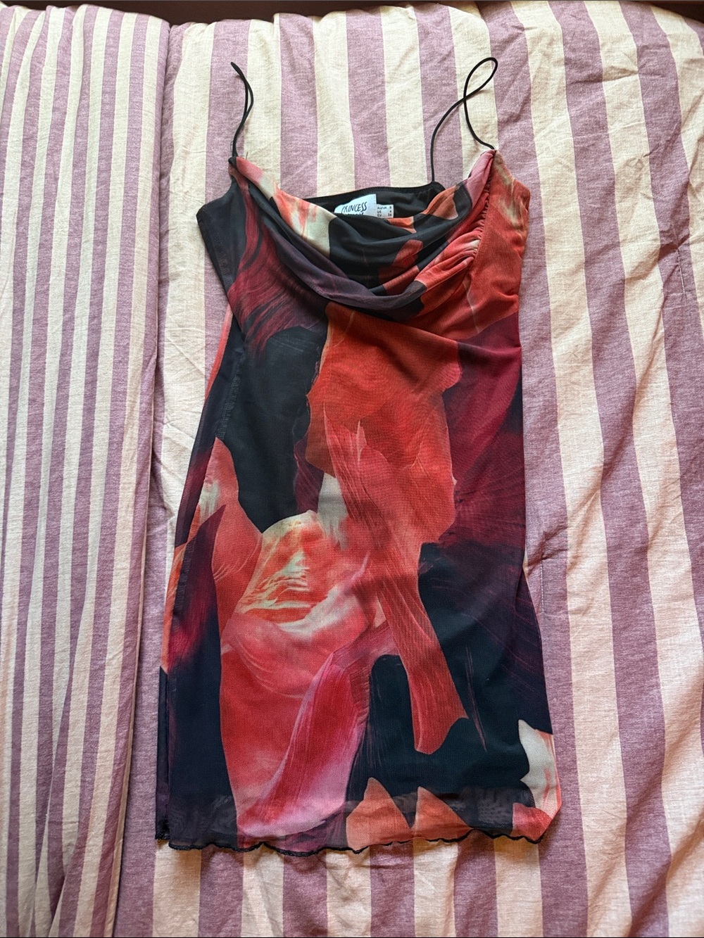 Princess Polly Red and Black Abstract Slip Mini Dress